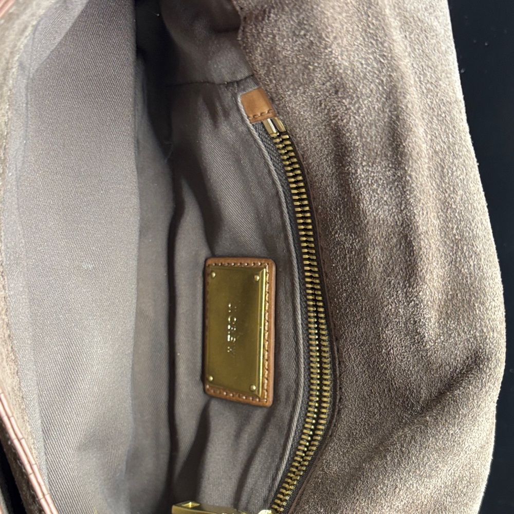 J. Crew Tan Suede Clutch with Gold Accent - Picture 4 of 7